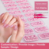Semi-Cured Gel Nail Strips Fine Glitter Shimmer Glossy Design (MOQ=3)
