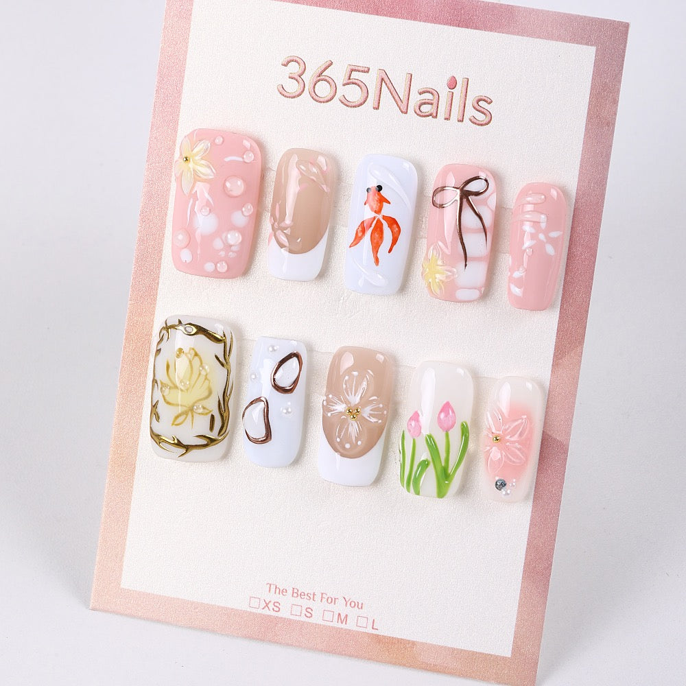 365Nails Spring Sketch Garden Press-On Nails