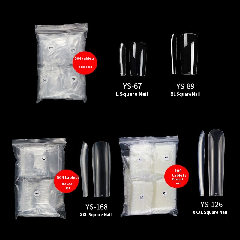 Nail Tips nail piece Square nail Transparent extended flat head Fake nail Nail art patch Full half sticker Dual-purpose nail art shop special