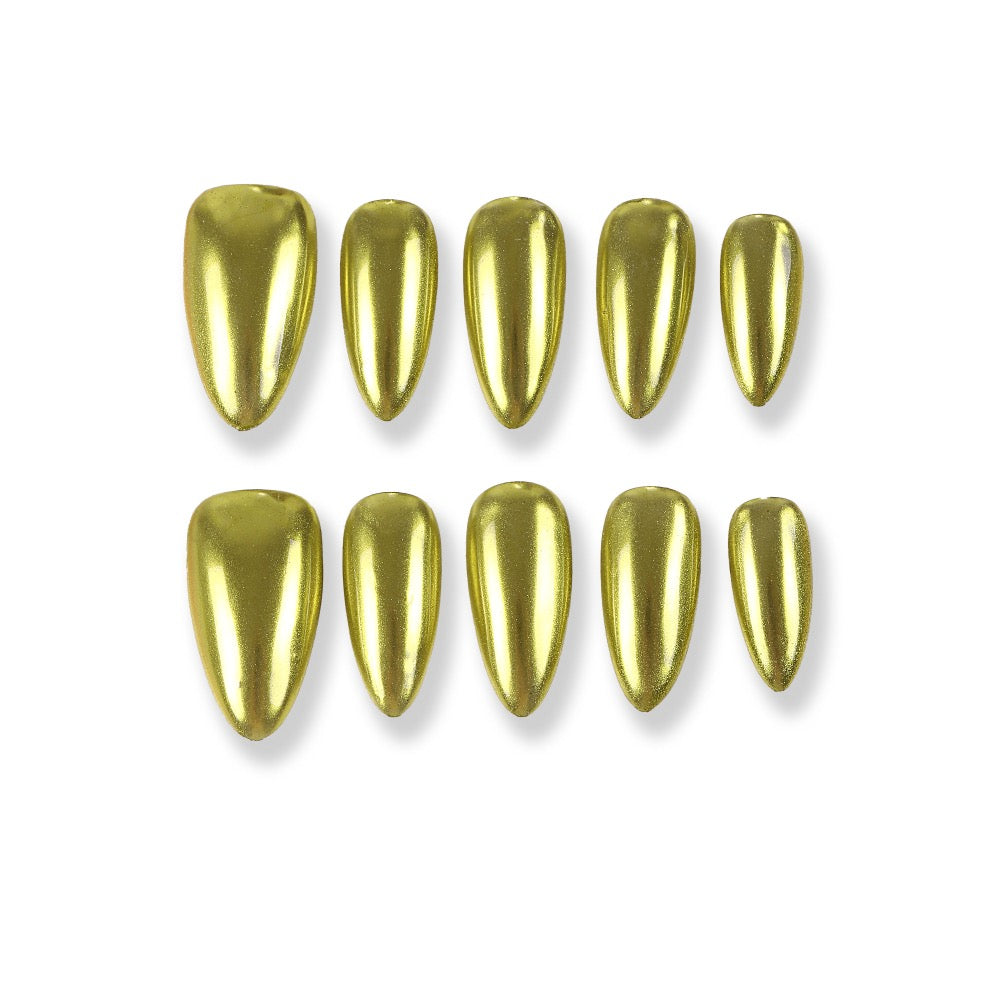 365Nails Liquid Gold Chrome Almond Tips