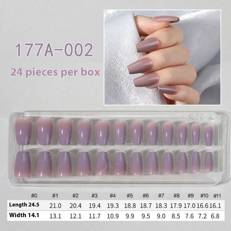 French press on nails 24 pieces Boxed detachable finished product Wearable prefabricated fake nail patch Solid color manicure