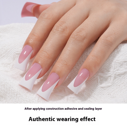 Nail Tips French Duckbill Shape Nail press on nails Piece Traceless Oil Spray Finished Product Removable False Nail Glossy Prefabricated Nude Nail Art