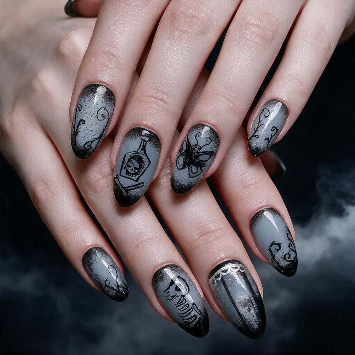 French Animal Print Glossy Brown Almond Short Press On Nails – Design 34