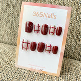 365nails: "Burgundy Plaid Glitter" – handmade press-on nail