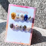 365nails: "Eclectic Y2K Charm" – 3D Amber & Mixed Media Handmade Oval Nails