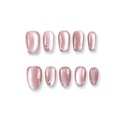 365Nails Rose Jelly Short Square Press-On Nails with Minimal Crystals