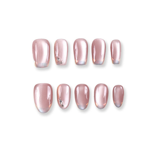 365Nails Rose Jelly Short Square Press-On Nails with Minimal Crystals