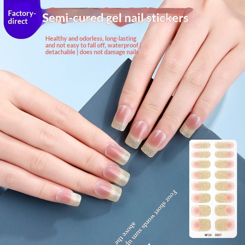 Semi-Cured Gel Nail Strips Classic French White Tip Natural Glossy Set (MOQ=3)
