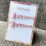 365nails: "watery pink translucent cat-eye" – handmade press-on pedicure