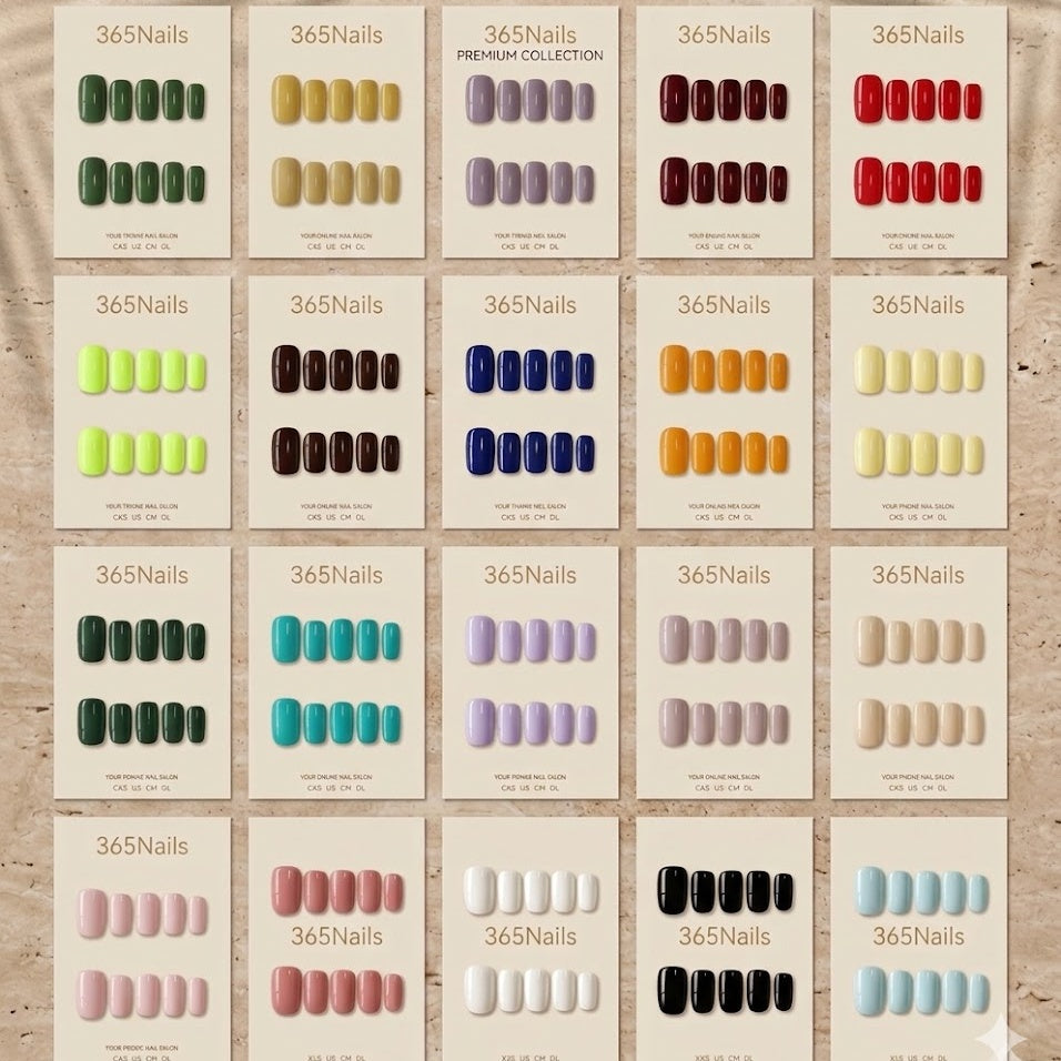 "Chic Short Coffin" - Solid Color Handmade Nails (20 Colors Available)