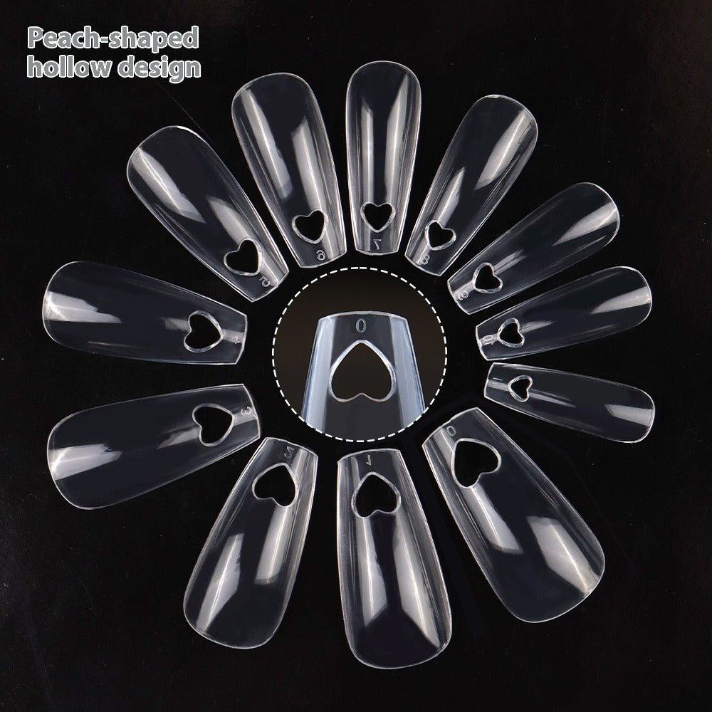 Nail Tips Press on nails pads, love hollow 504 pieces, boxed trapezoidal with holes, fully pasted fake nail transparent nail pads