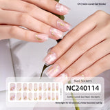 Semi-Cured Gel Nail Strips French Glitter Pink Sparkle Glossy Set (MOQ=3)