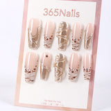 365nails latte leopard with metallic swirl french press-onsSold in packs of 5. Minimum order: 1 pack (5 pcs). Quantity = number of packs. Qty 1 = 5 pcs