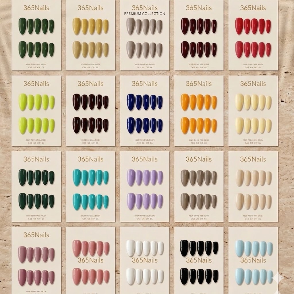 "Classic Medium Almond" - Solid Color Handmade Nails (20 Colors Available)