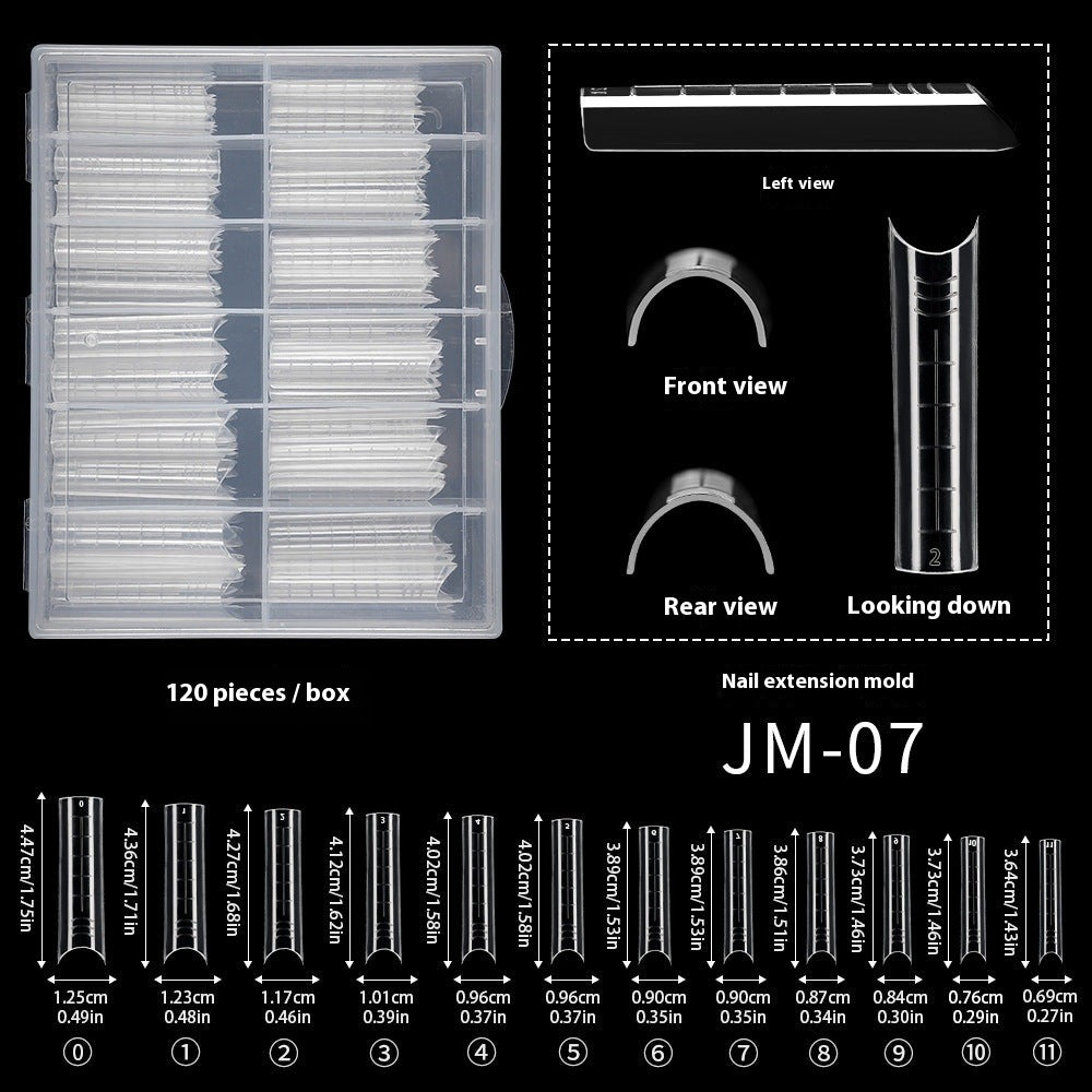 Nail Tips 120 transparent crystal nail molds, boxed with graduated crystal extension nail molds,  rapid phototherapy extension nail molds