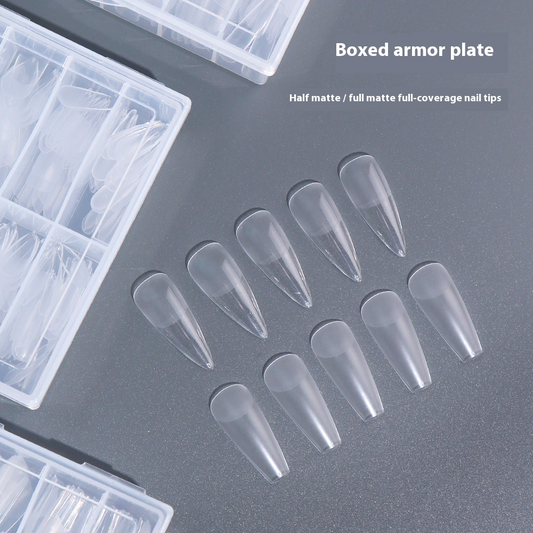 Nail Tips Transparent semi-matte nail art, special nail piece for press on nails piece, no trace 240 pieces, broken piece box, full sticker, matte fake nail.