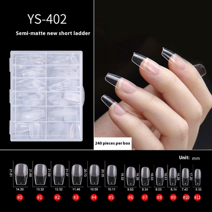 Nail Tips Transparent semi-matte nail art, special nail piece for press on nails piece, no trace 240 pieces, broken piece box, full sticker, matte fake nail.