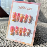 Sweet & Dopamine: "Pink Lemonade Sunset" – Pink & Yellow Gradient, Sugar Glitter, 3D Moon, Cloud & Pearl Press-on Nails