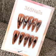 Tiger Amber - Brown Copper Cat Eye Press-On Nails