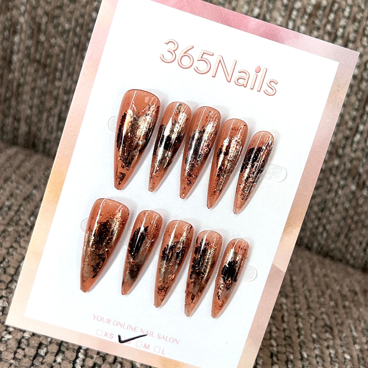 Tiger Amber - Brown Copper Cat Eye Press-On Nails
