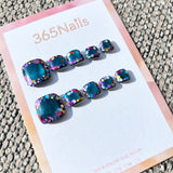 365nails: "teal confetti border" – handmade press-on toenails / pedicure