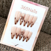 Mocha Flutter - Nude Brown Butterfly Press-On Nails