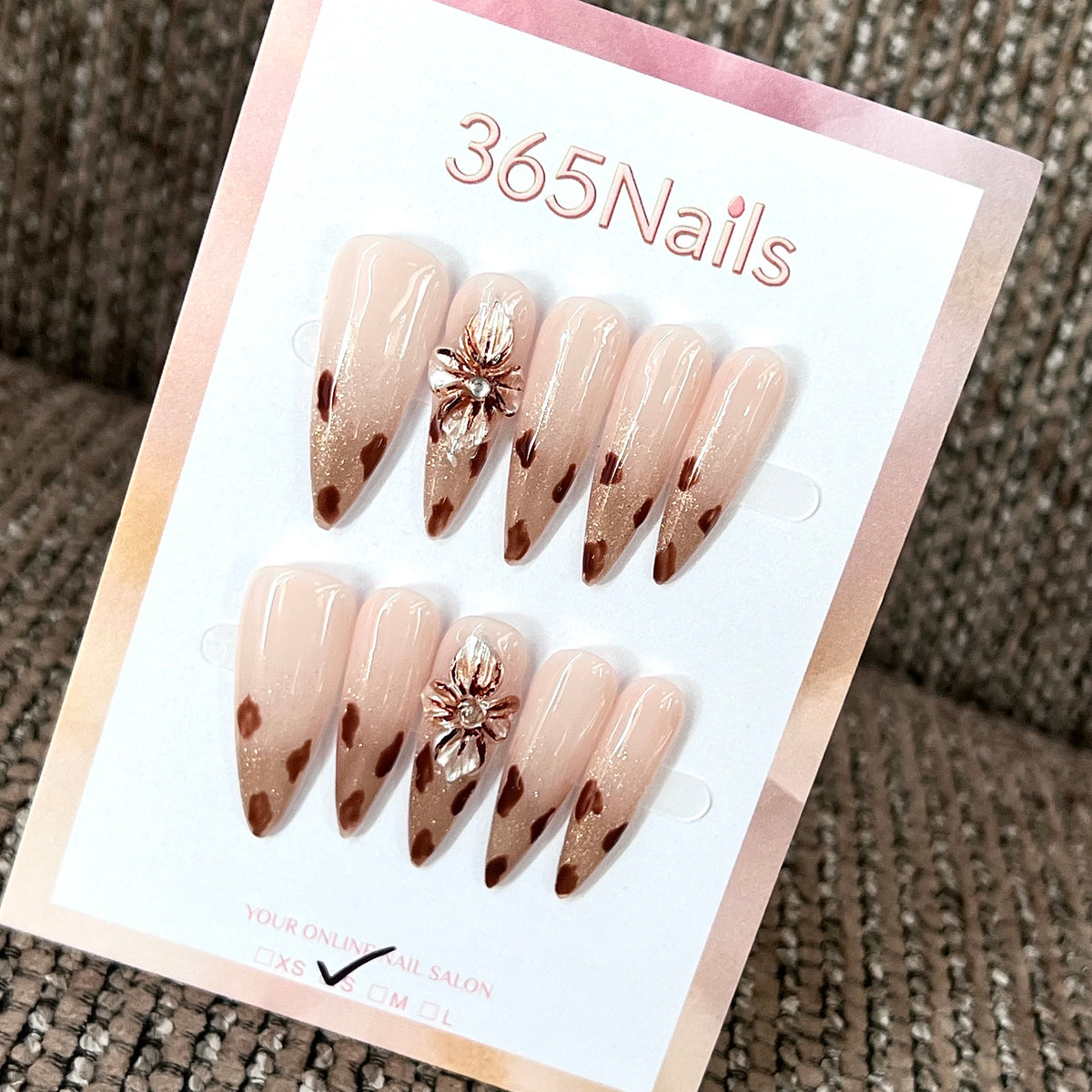 Mocha Flutter - Nude Brown Butterfly Press-On Nails