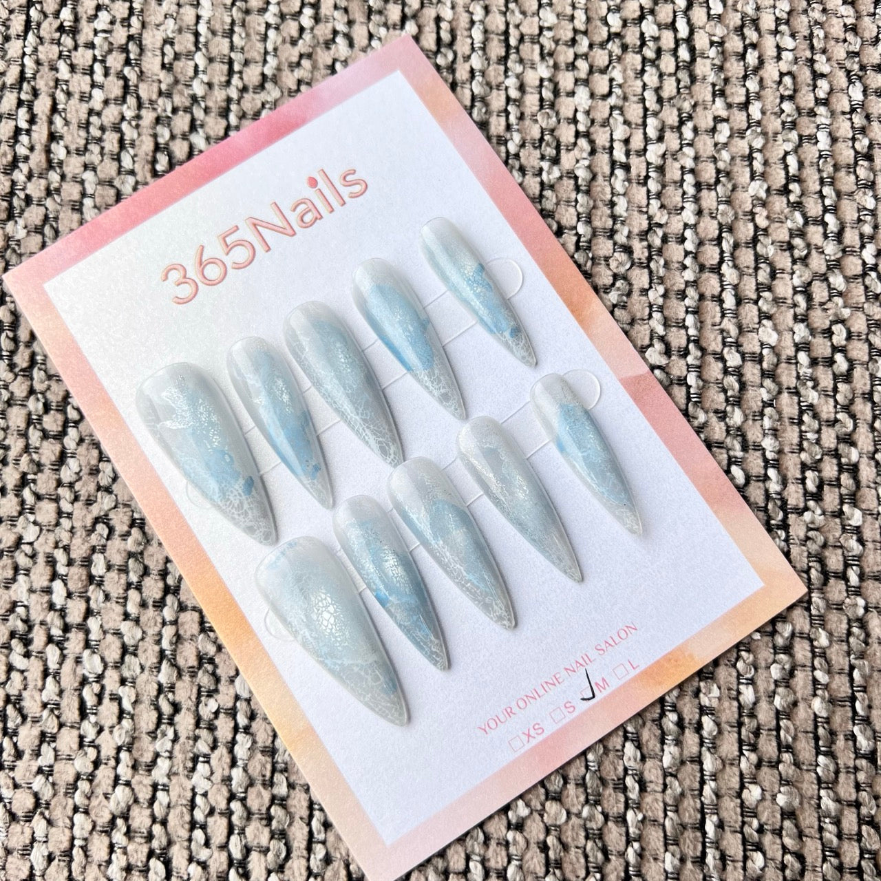 365Nails: "Ice Mist Ink Flow" – unhas postiças artesanais (Impressão de Lavagem de Tinta/Tecnologia Futurista)