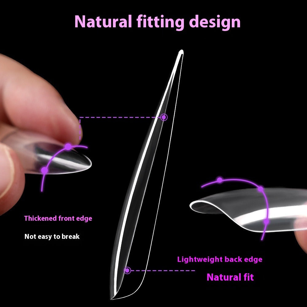 Pads pour ongles super longs — transparents sans démarcation, prolongés forme goutte d'eau pointue, 504 pièces en boîte (MOQ=3)