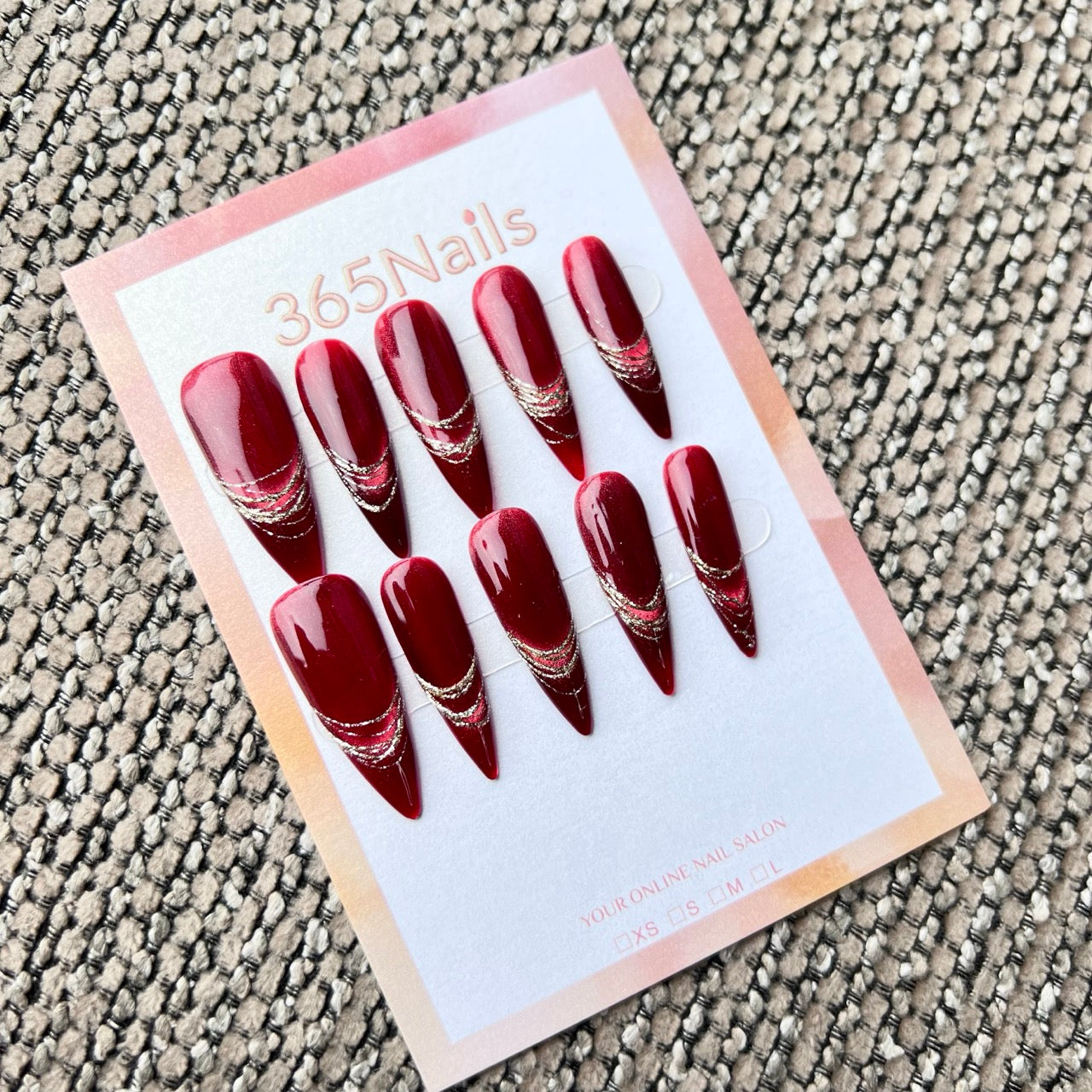 Cosmic Fatale: "Scarlet Silver Vein" – Long Sharp Stiletto Handmade Press On Nails