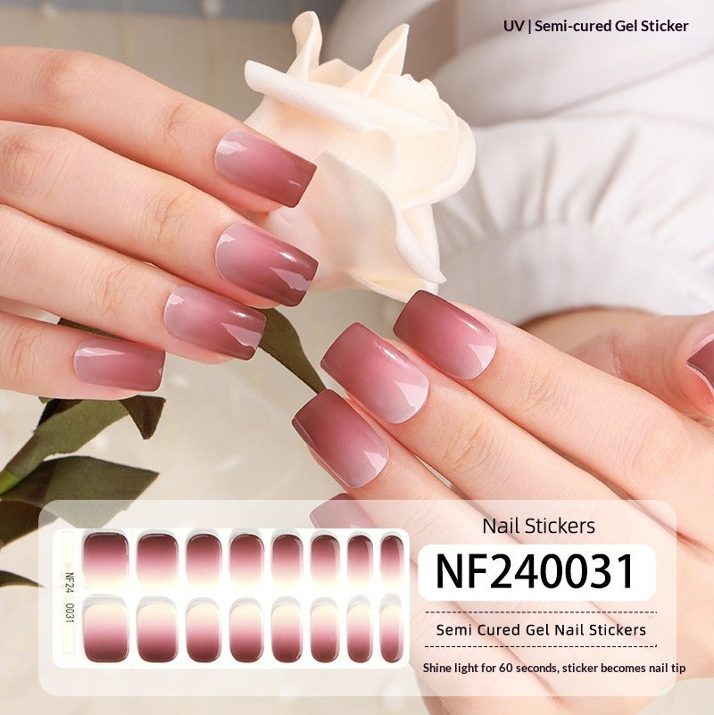 Semi-Cured Gel Nail Strips French Gradient Soft Glossy Design (MOQ=3)