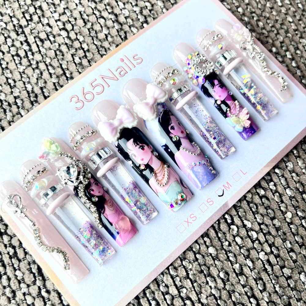 365nails: "Sweet Whimsy" – 3D Cartoon Figure Handmade Coffin Nails-5.5cm