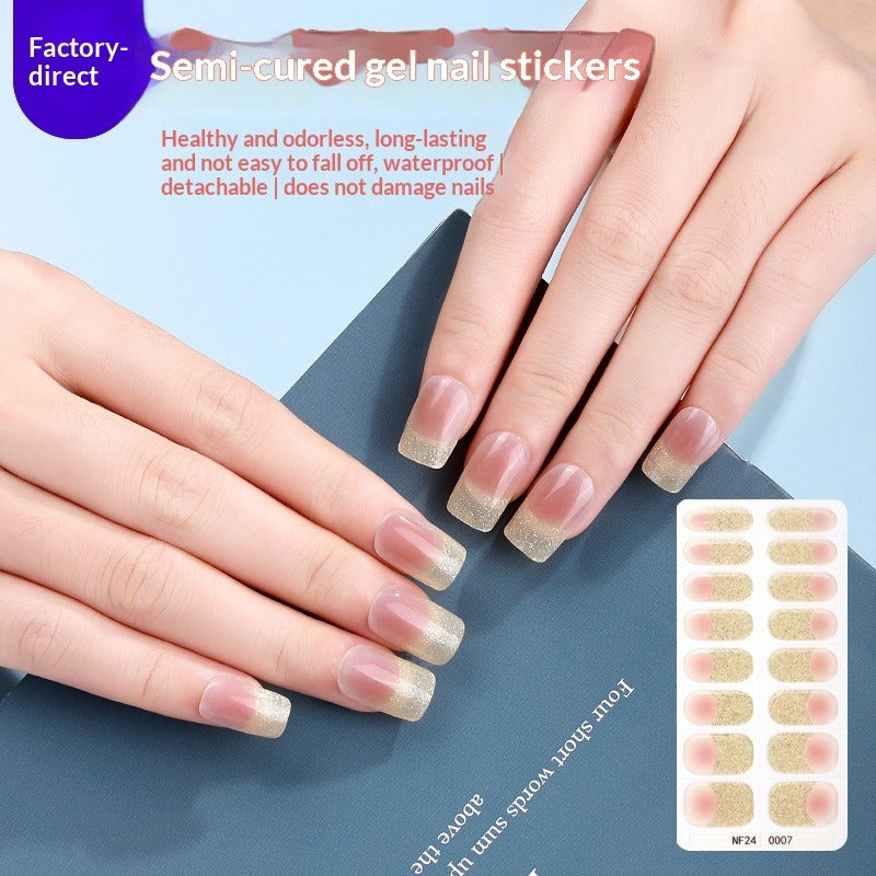 Semi-Cured Gel Nail Strips 3D Foil Gold Glossy Design (MOQ=3)