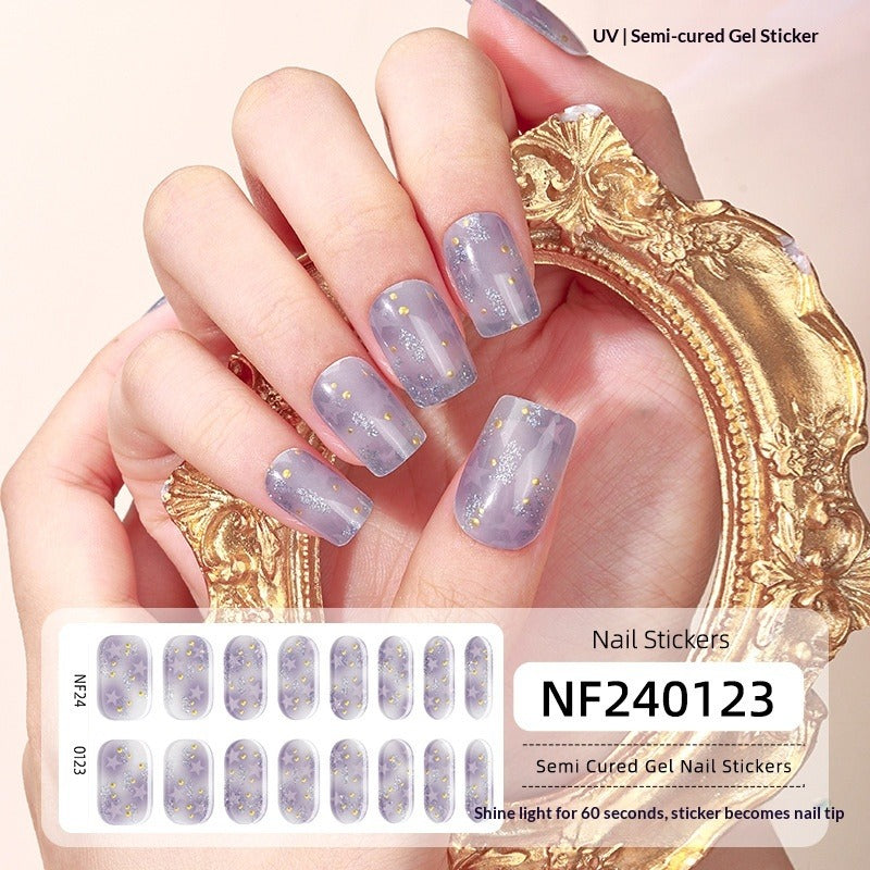 Semi-Cured Gel Nail Strips 3D Foil Heart Glossy Design (MOQ=3)