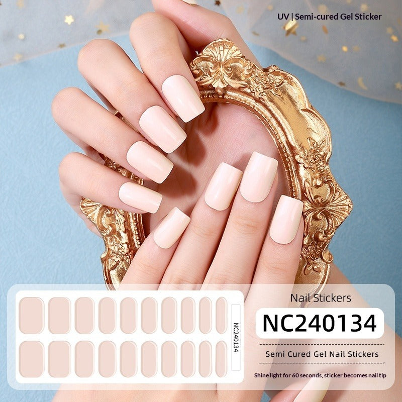 Semi-Cured Gel Nail Strips Minimal Solid Color Glossy Design (MOQ=3)