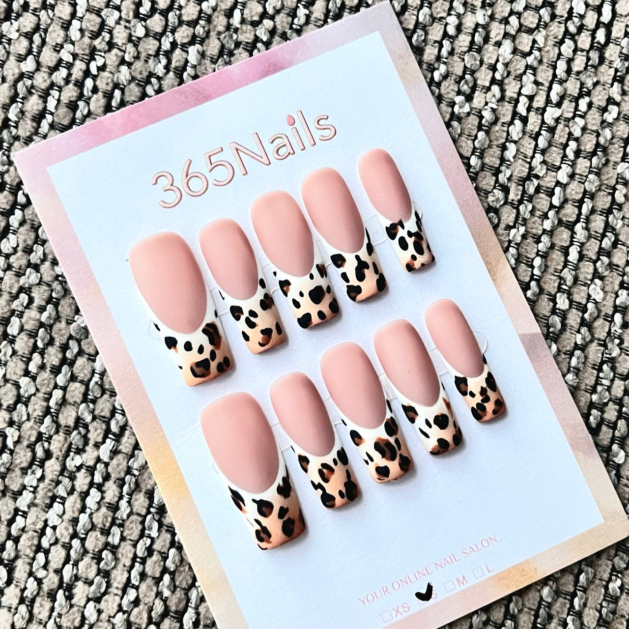 Matte Nude Leopard Print French Press-On Nails