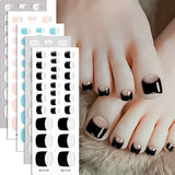 Semi-Cured Gel Nail Strips French Style Toe Nails Clean Glossy Set (MOQ=3)