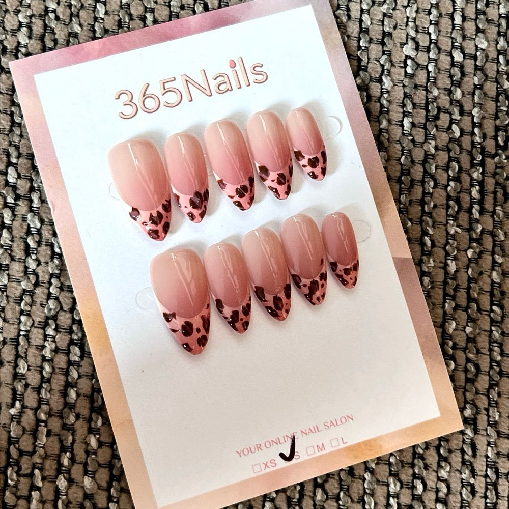 Rose Leopard - Pink Animal Print French Press-On Nails