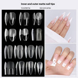 Nail Tips Free engraving and semi-matte press on nails pads 120 pieces, transparent and seamless fake nails in bags, fully attached to matte nail pads