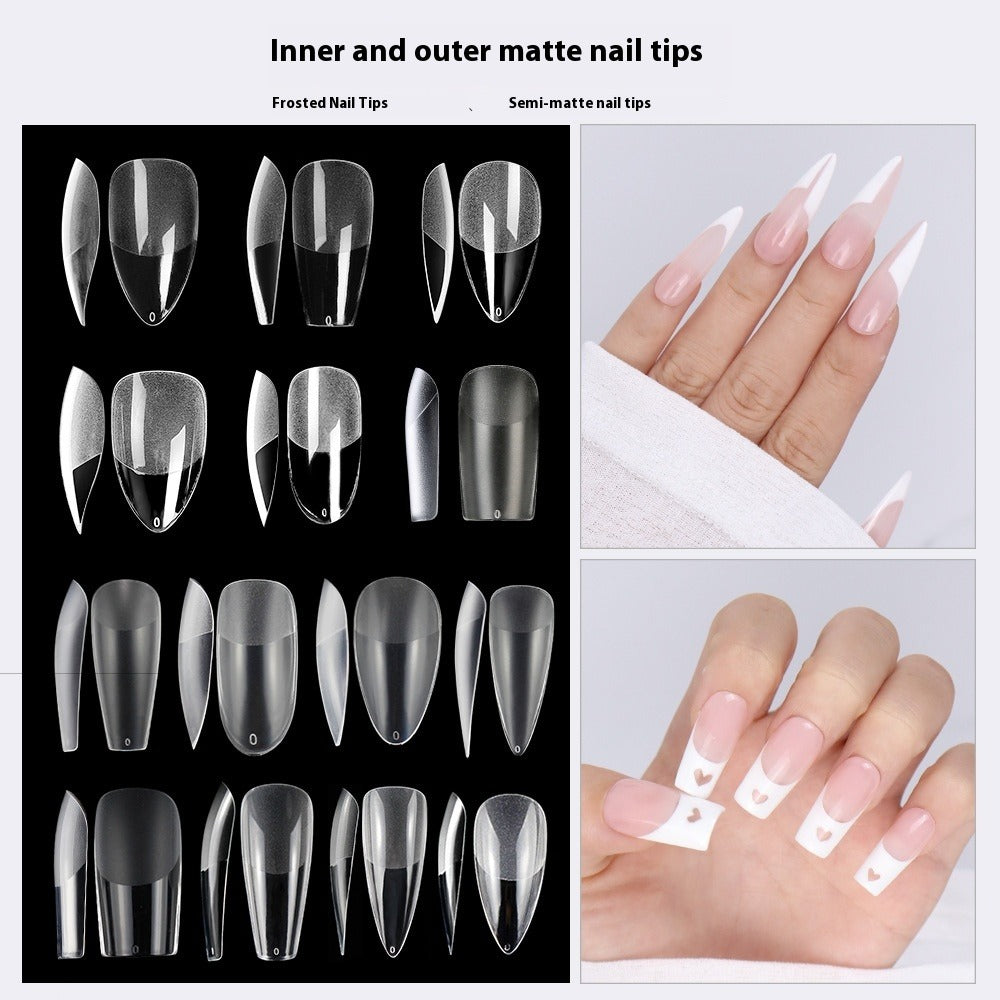 Nail Tips Free engraving and semi-matte press on nails pads 120 pieces, transparent and seamless fake nails in bags, fully attached to matte nail pads