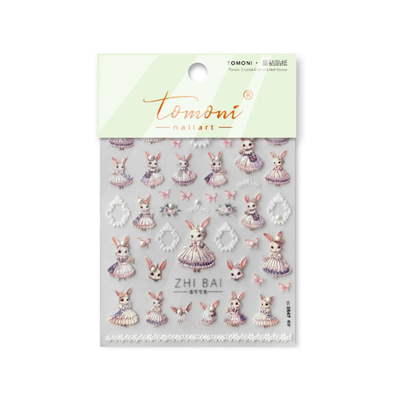 水晶鑽石兔 — 優雅洛麗塔美甲圖案套組