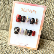 365nails: "Vampire Knight" – 3D Silver Chrome & Blood Drop Handmade Squoval Nails