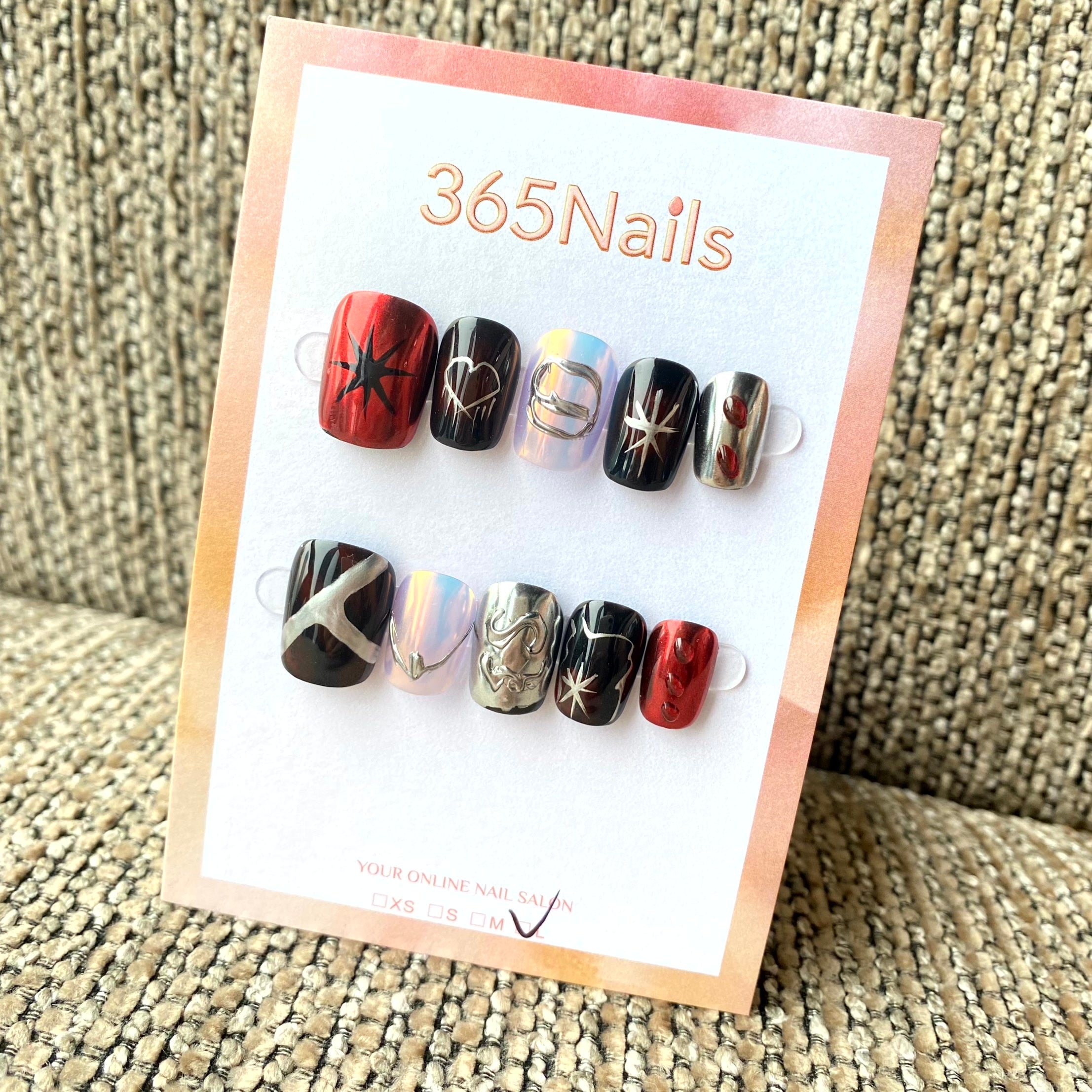 365nails: "Vampire Knight" – 3D Silver Chrome & Blood Drop Handmade Squoval Nails