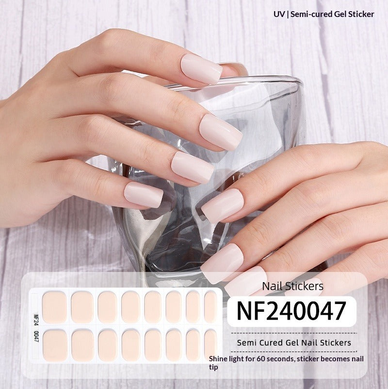 Semi-Cured Gel Nail Strips Pure Color Glitter Sheer Glossy Set (MOQ=3)