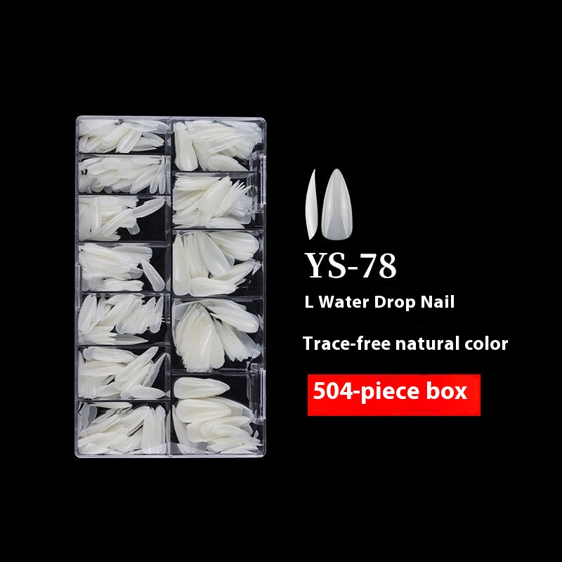 Nail Tips nail pads, long styles, full stickers, transparent pointed pieces, light folds and no marks, water drop nail patches, fake nails wholesale