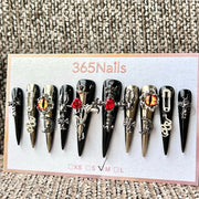 365nails: "Romance sanguine gothique" – ongles press-on fait main