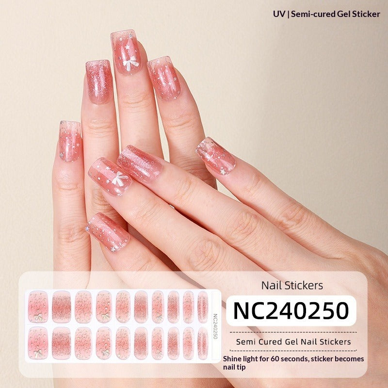 Semi-Cured Gel Nail Strips Floral Star Heart Cow-Print Mix Design (MOQ=3)