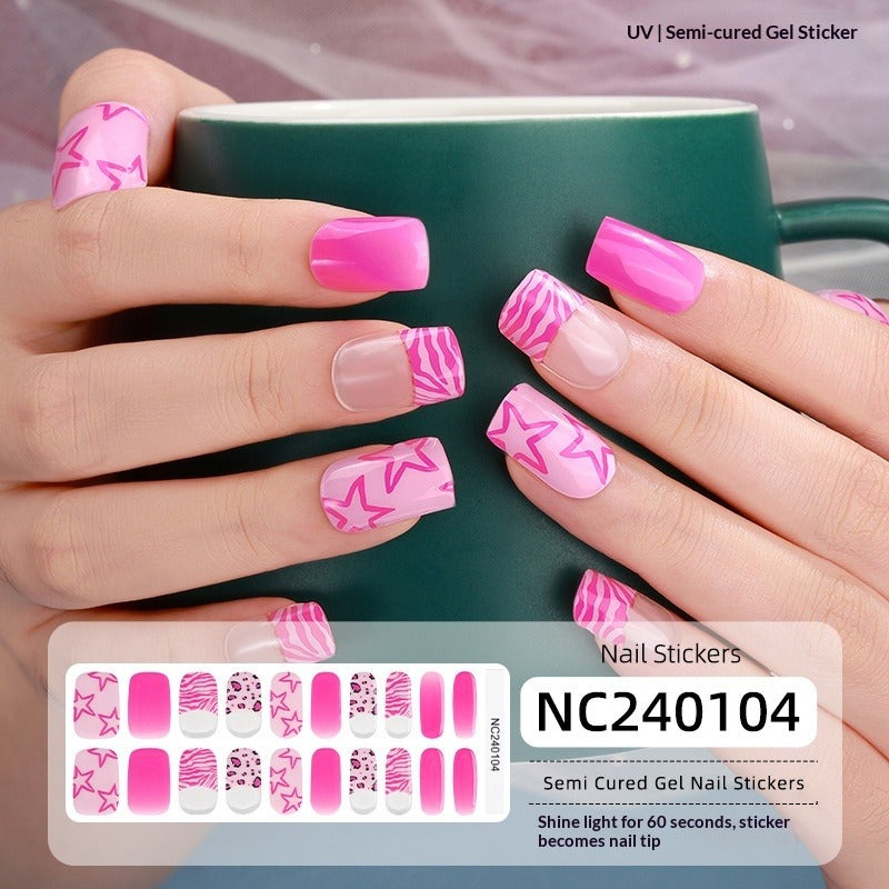 Semi-Cured Gel Nail Strips Gradient French Pastel Glossy Design (MOQ=3)