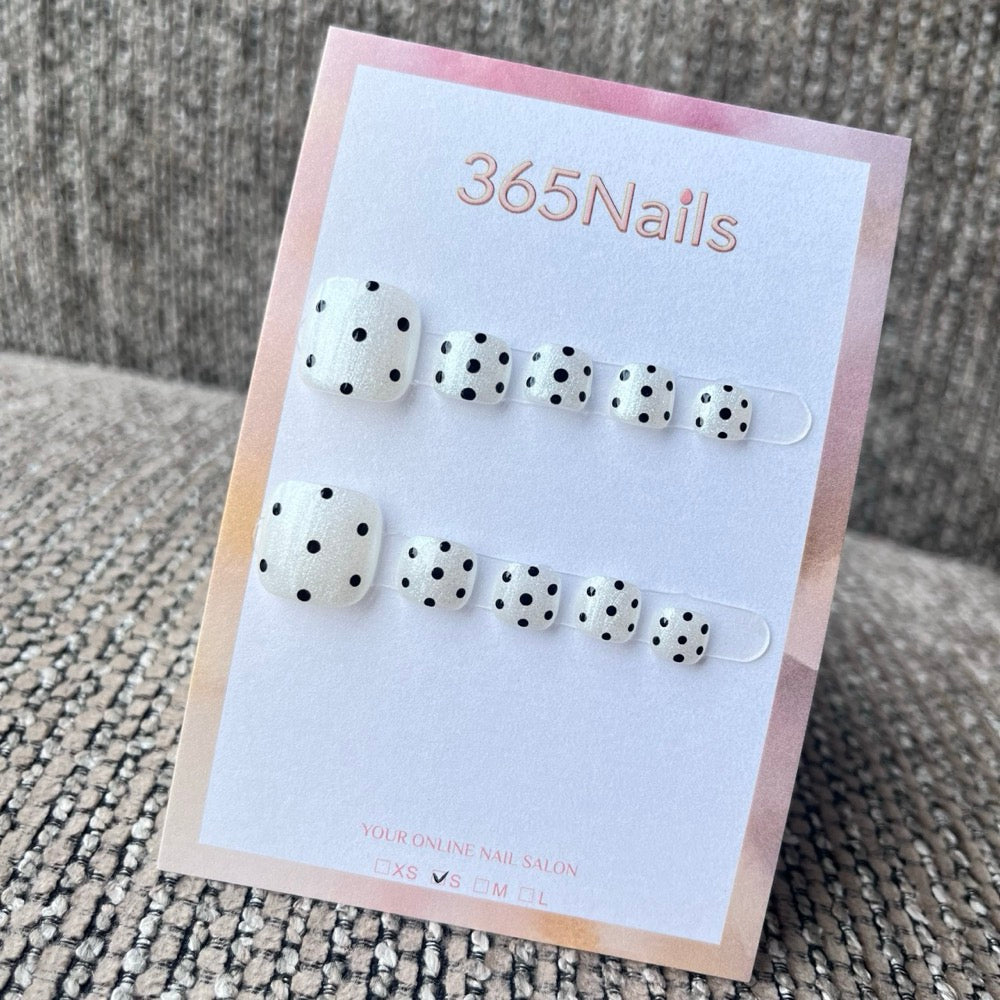 White Glitter Polka Dot Press-On Toenails