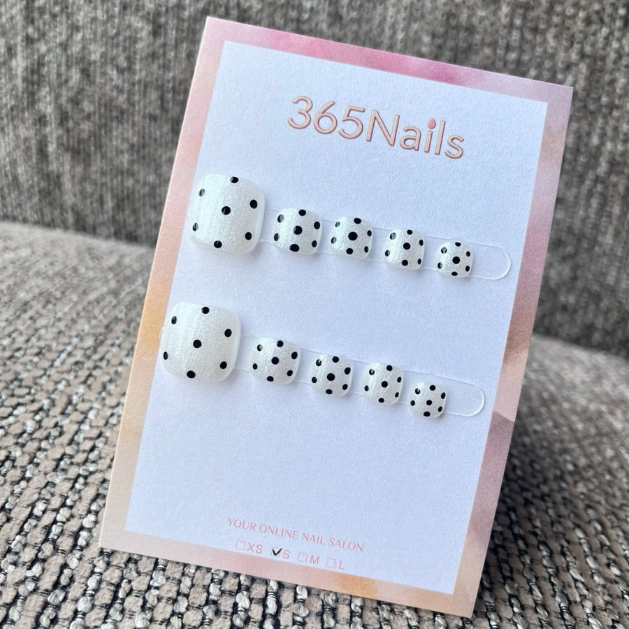 White Glitter Polka Dot Press-On Toenails